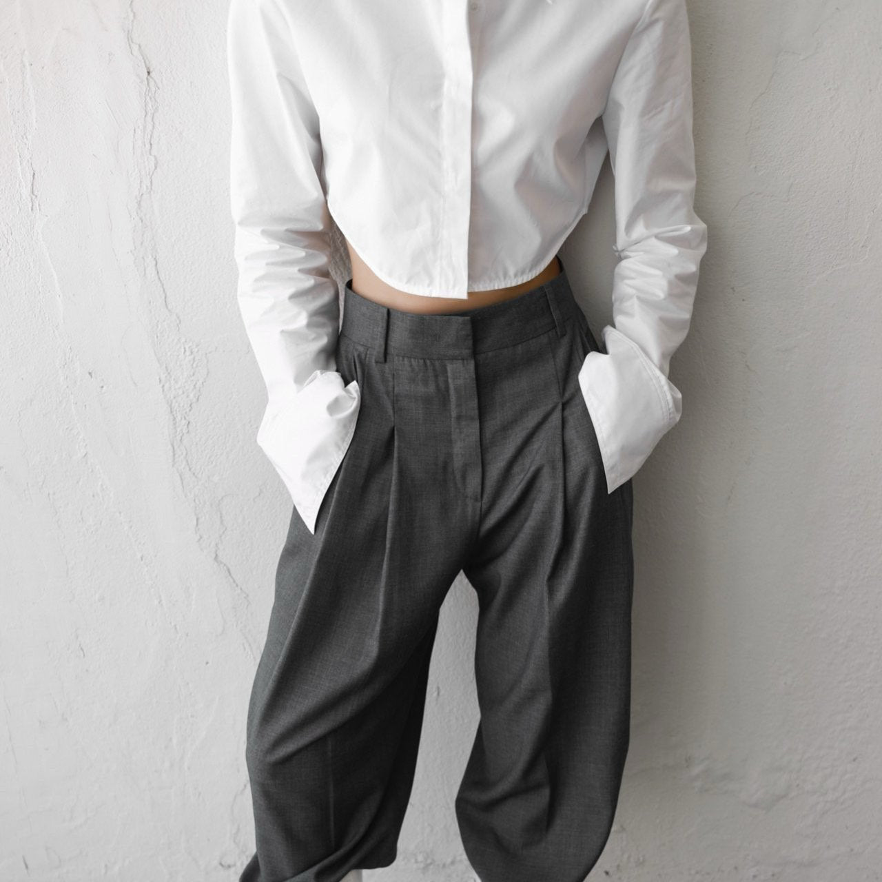 The Lux Shoulder Pad Cropped Shirt