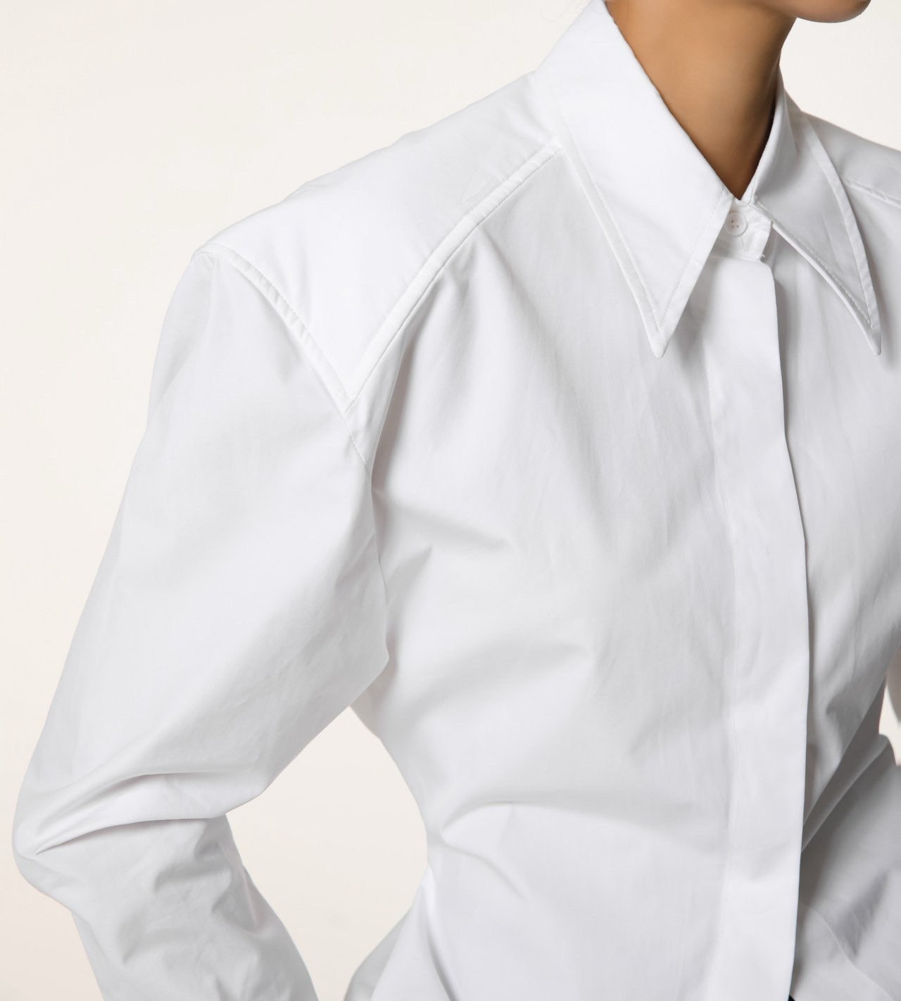 Padded Shoulder Cotton Shirt