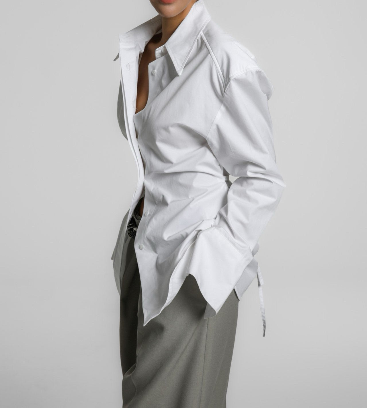 Padded Shoulder Cotton Shirt