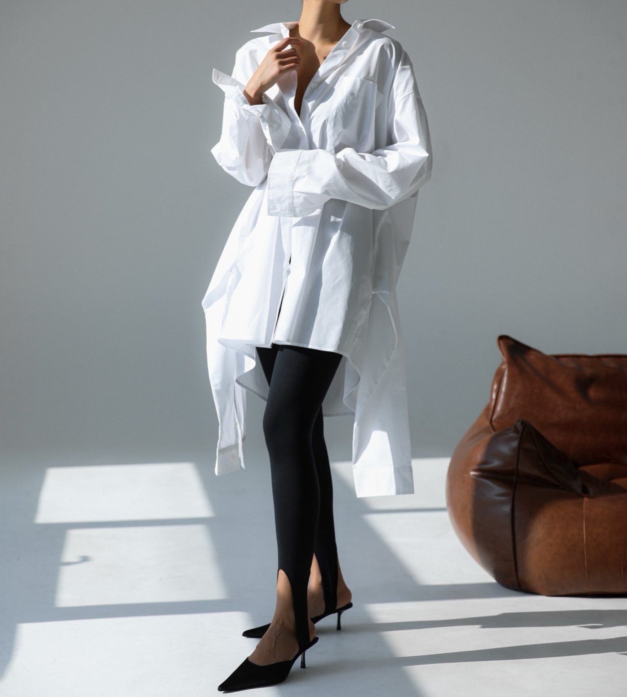 The Oversized Knot Sleeved Shirt Dress
