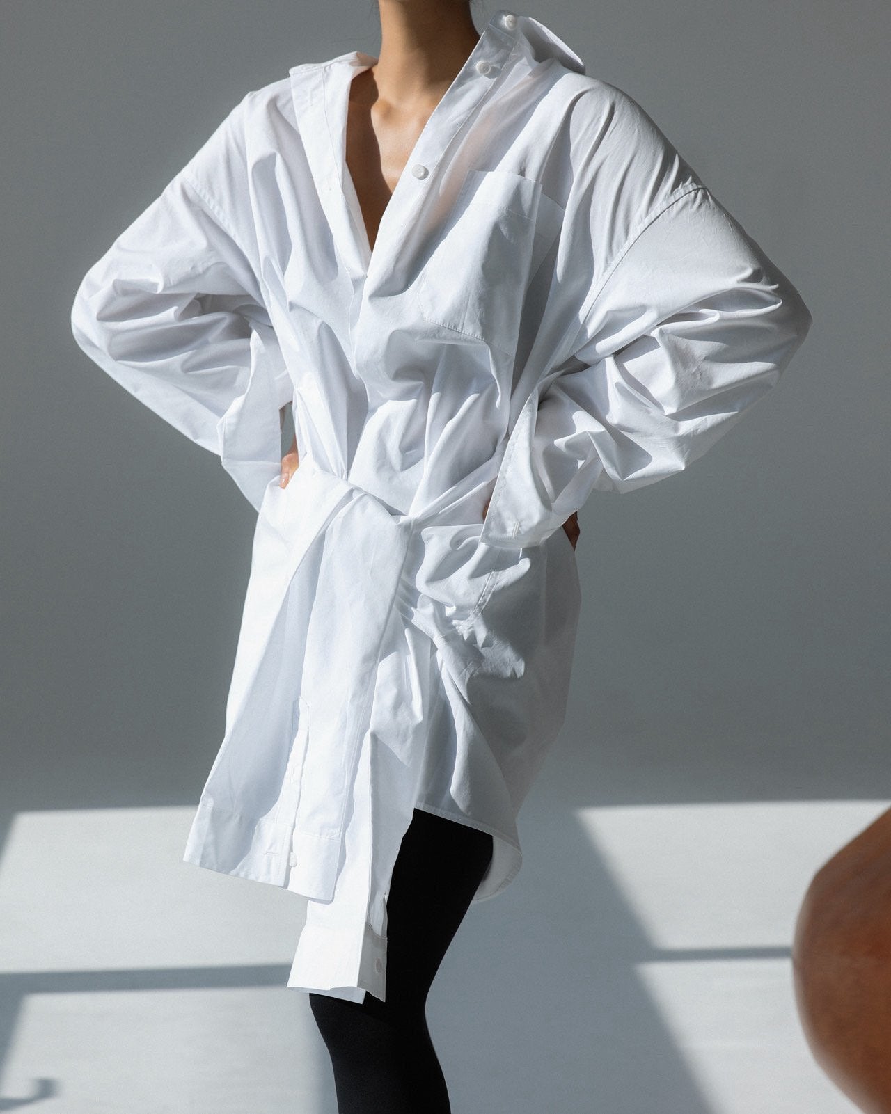 The Oversized Knot Sleeved Shirt Dress
