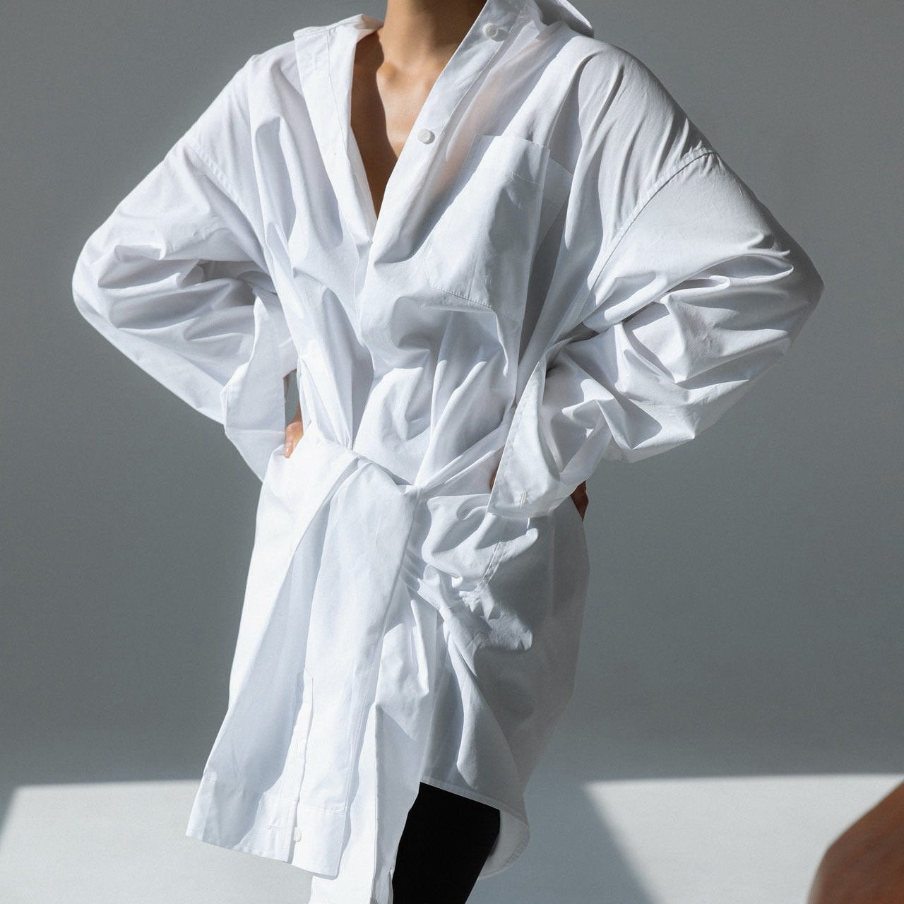The Tie-Front Oversized Shirt Dress