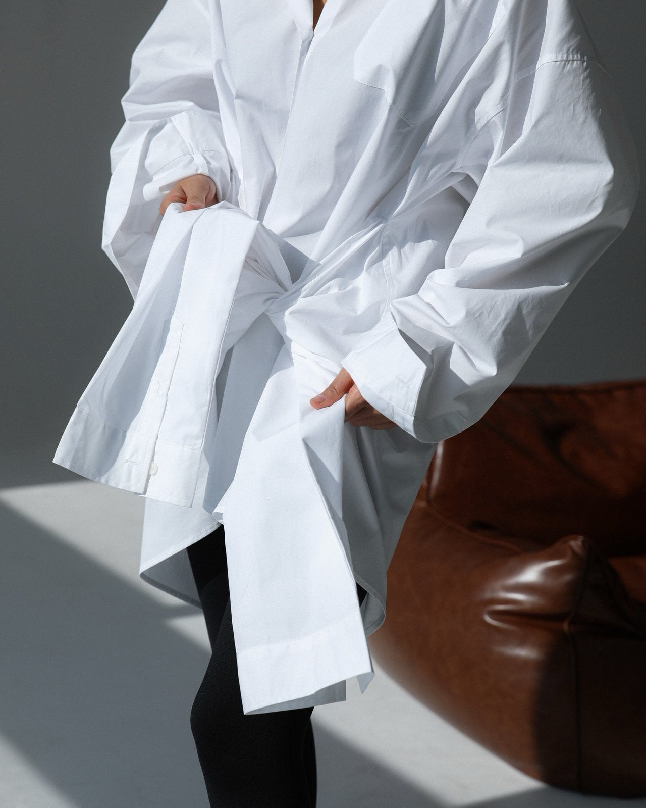 The Oversized Knot Sleeved Shirt Dress