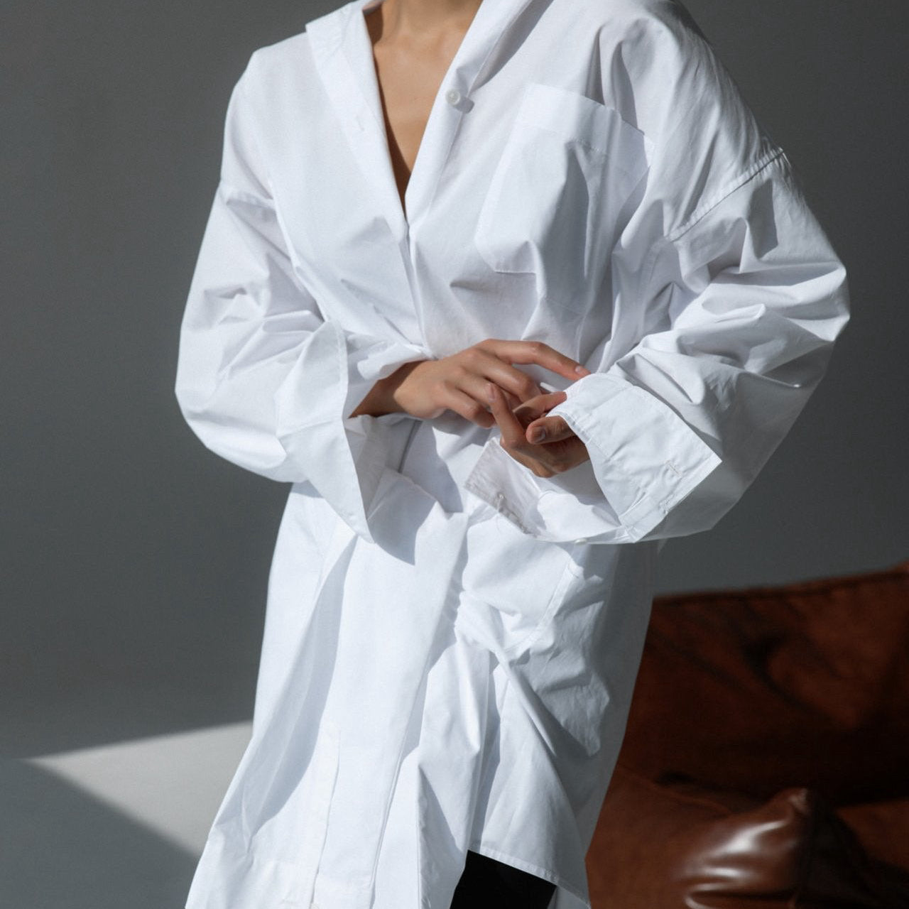 The Tie-Front Oversized Shirt Dress