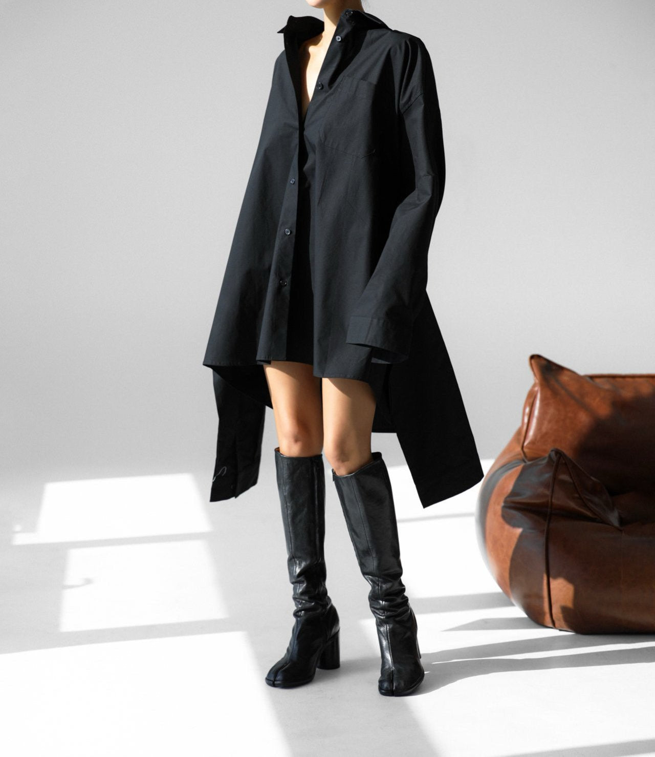 The Oversized Knot Sleeved Shirt Dress
