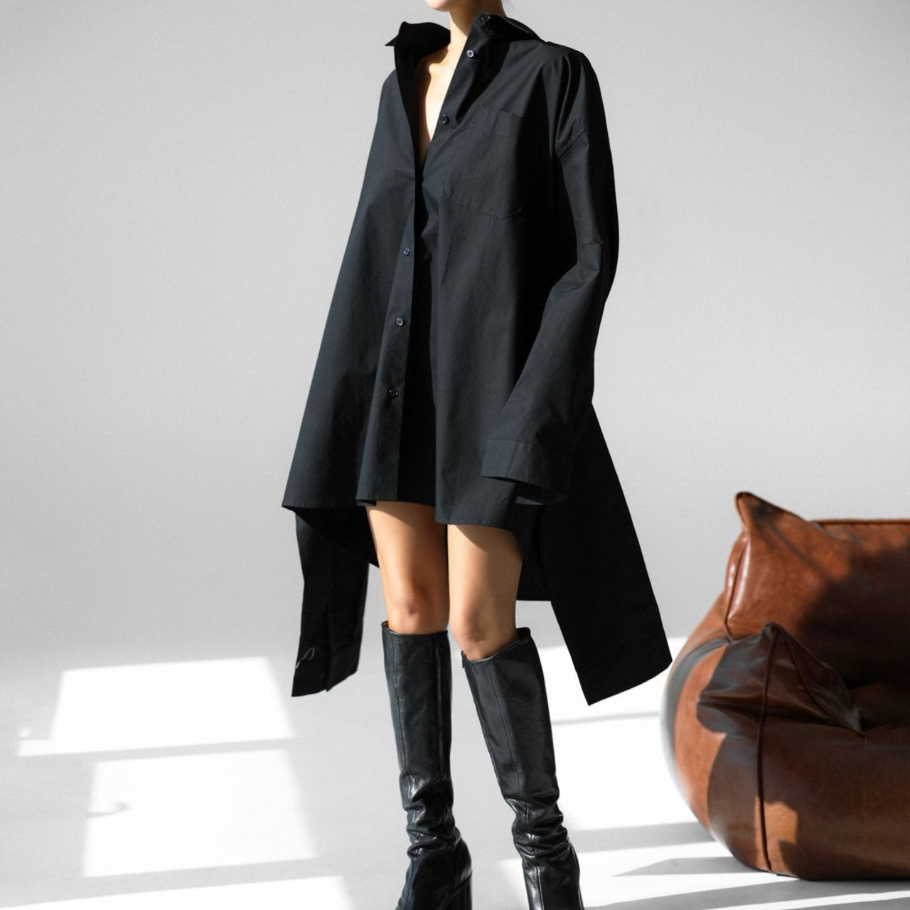 The Tie-Front Oversized Shirt Dress