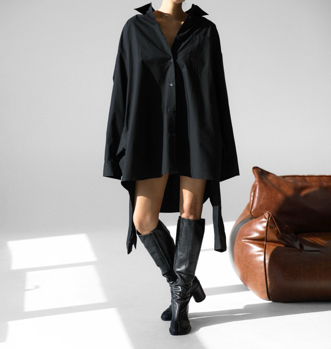 The Oversized Knot Sleeved Shirt Dress