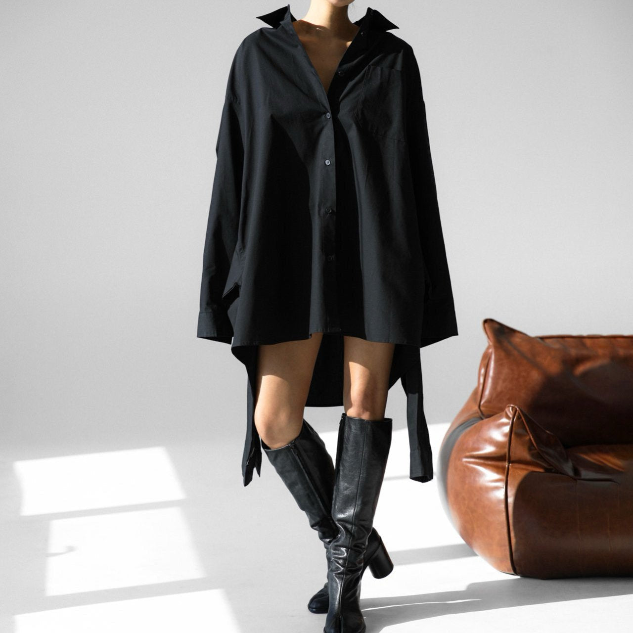 The Tie-Front Oversized Shirt Dress