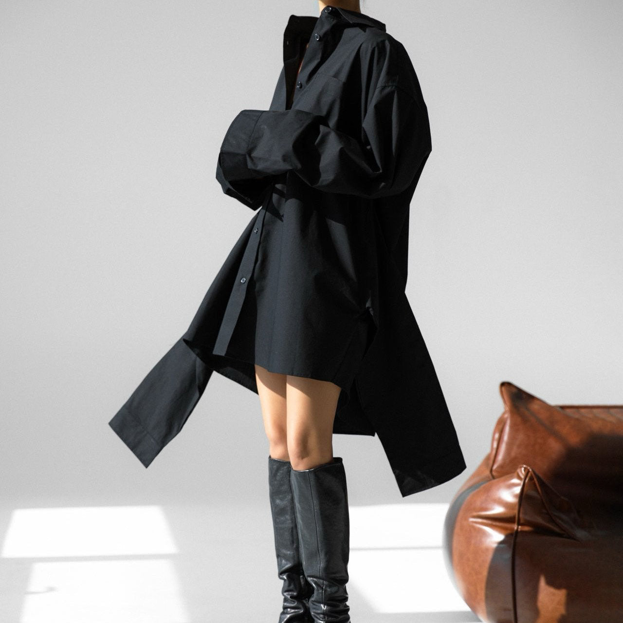 The Tie-Front Oversized Shirt Dress
