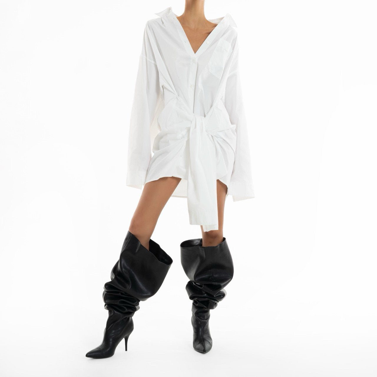 The Oversized Knot Sleeved Shirt Dress