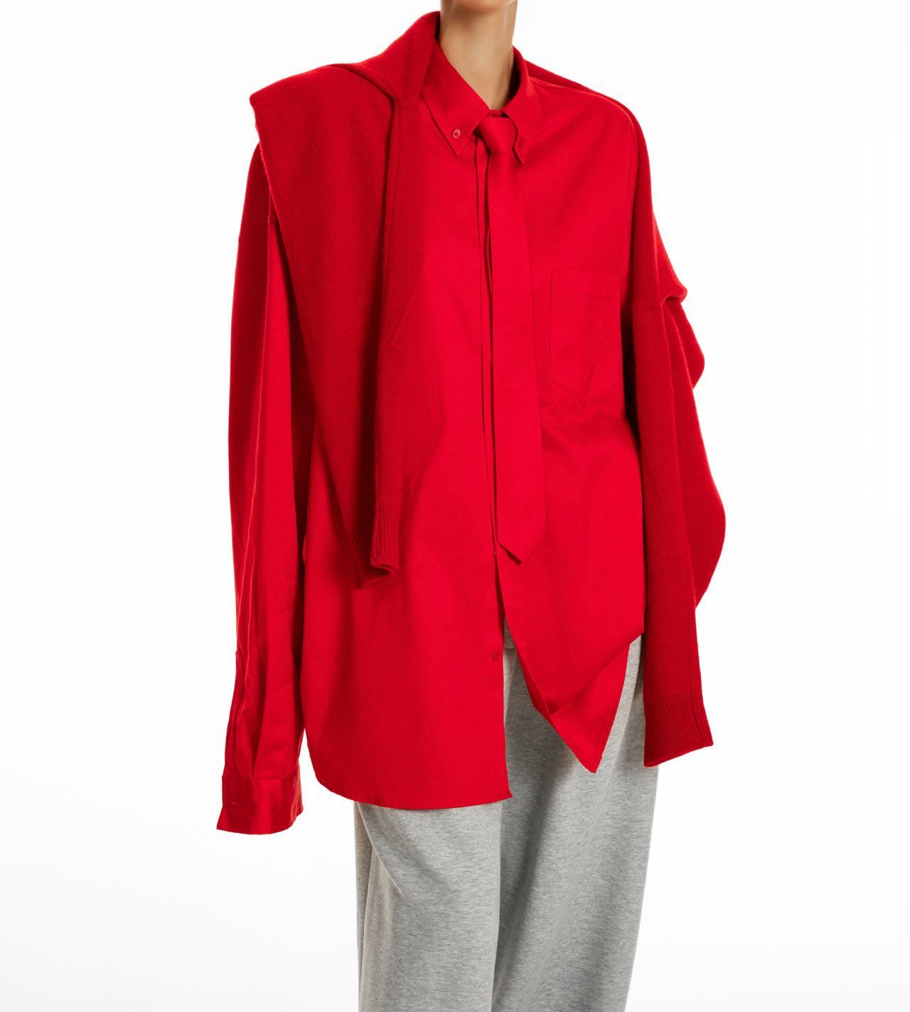 Oversized Neck Tie Button Down Dress