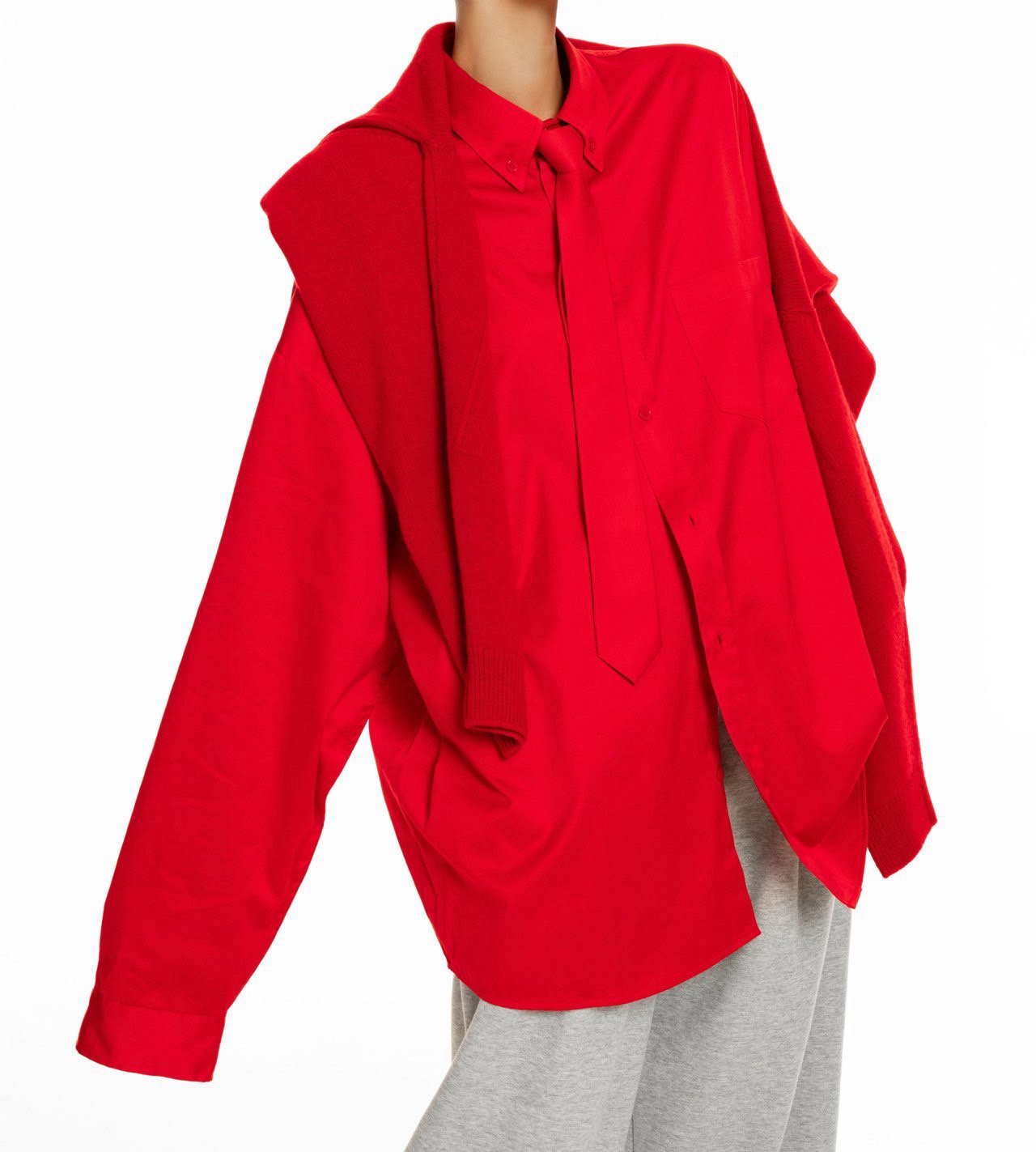 Oversized Neck Tie Button Down Dress