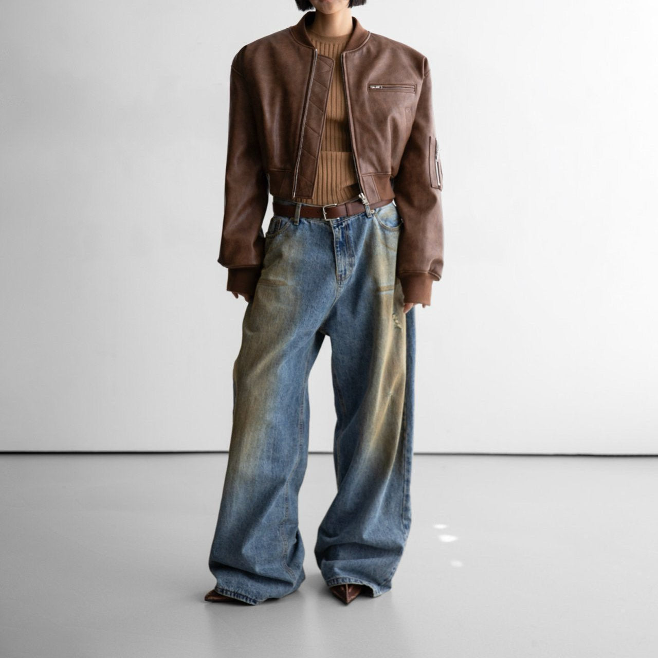 Vegan Cropped Bomber Jacket
