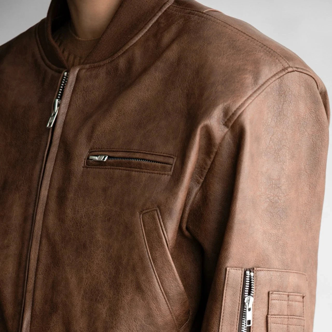 Vegan Cropped Bomber Jacket