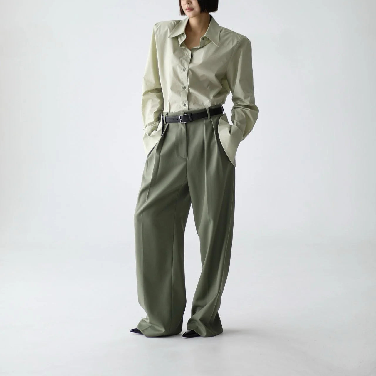 Wing Cuffed Button Down Shirt Mint