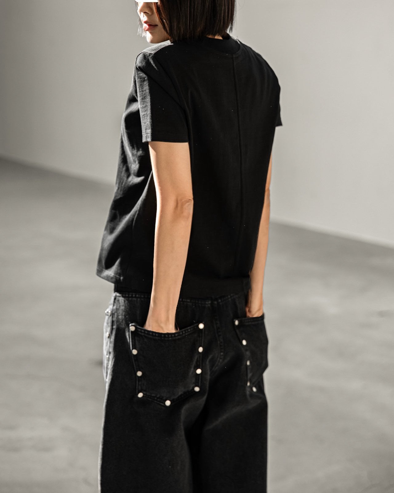 Pantalones Anchos Vaqueros con Tachuelas