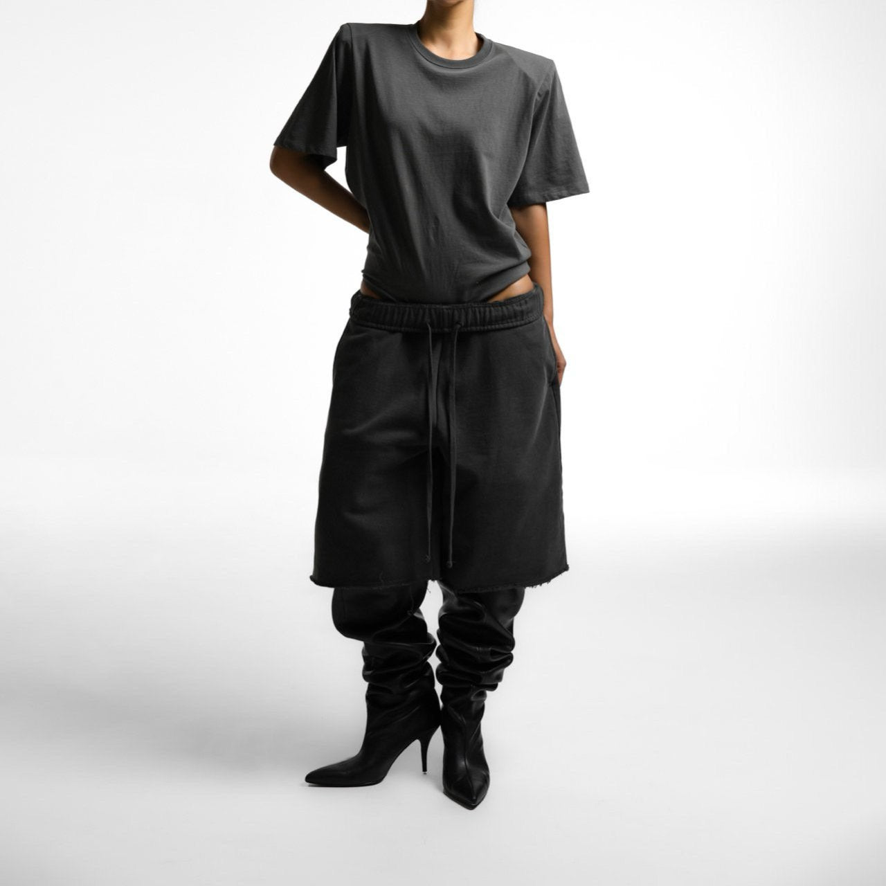 Half Sleeved Padded Shoulder Bodysuit