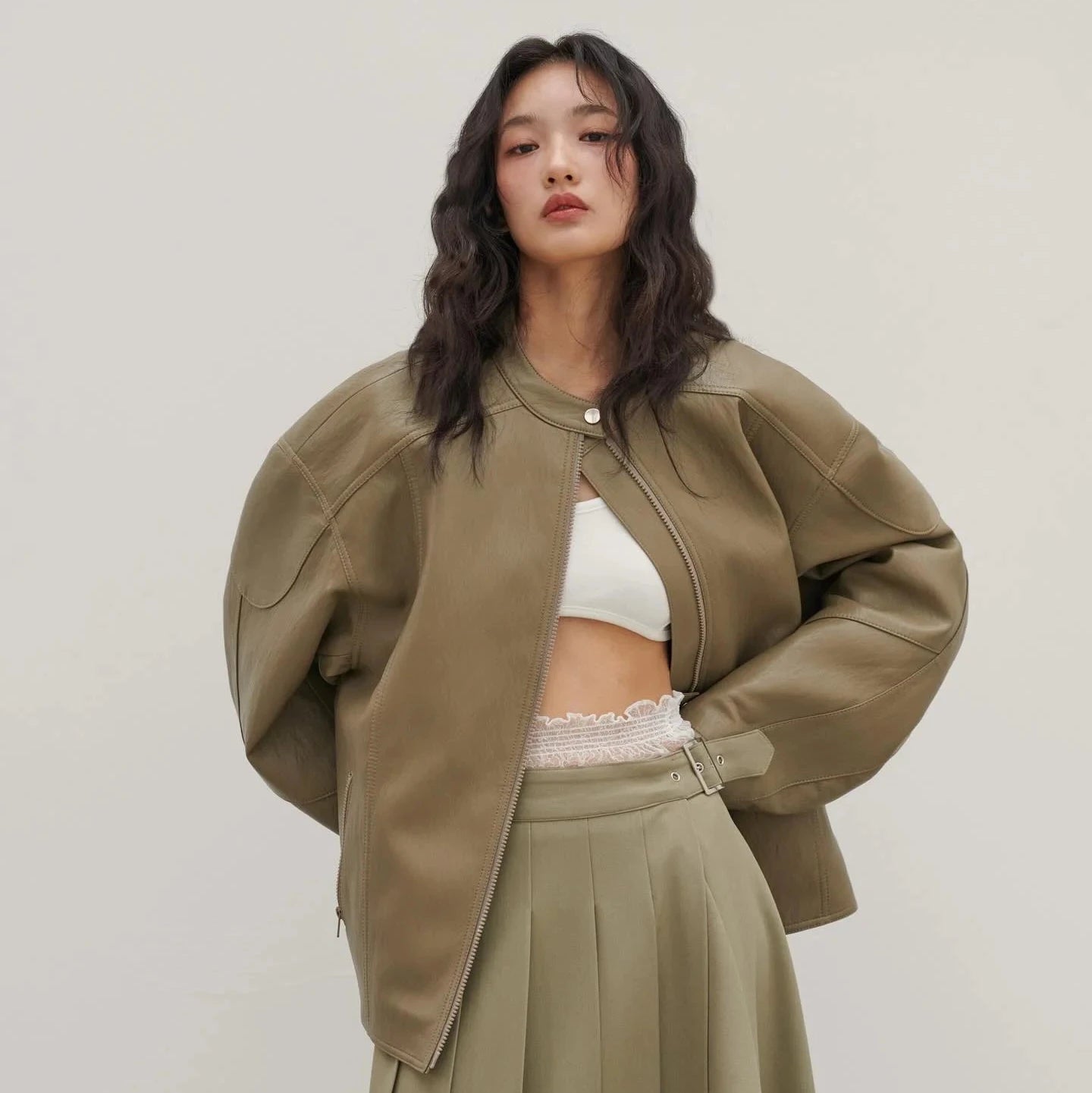 Oversized Moto Faux Leather Jacket
