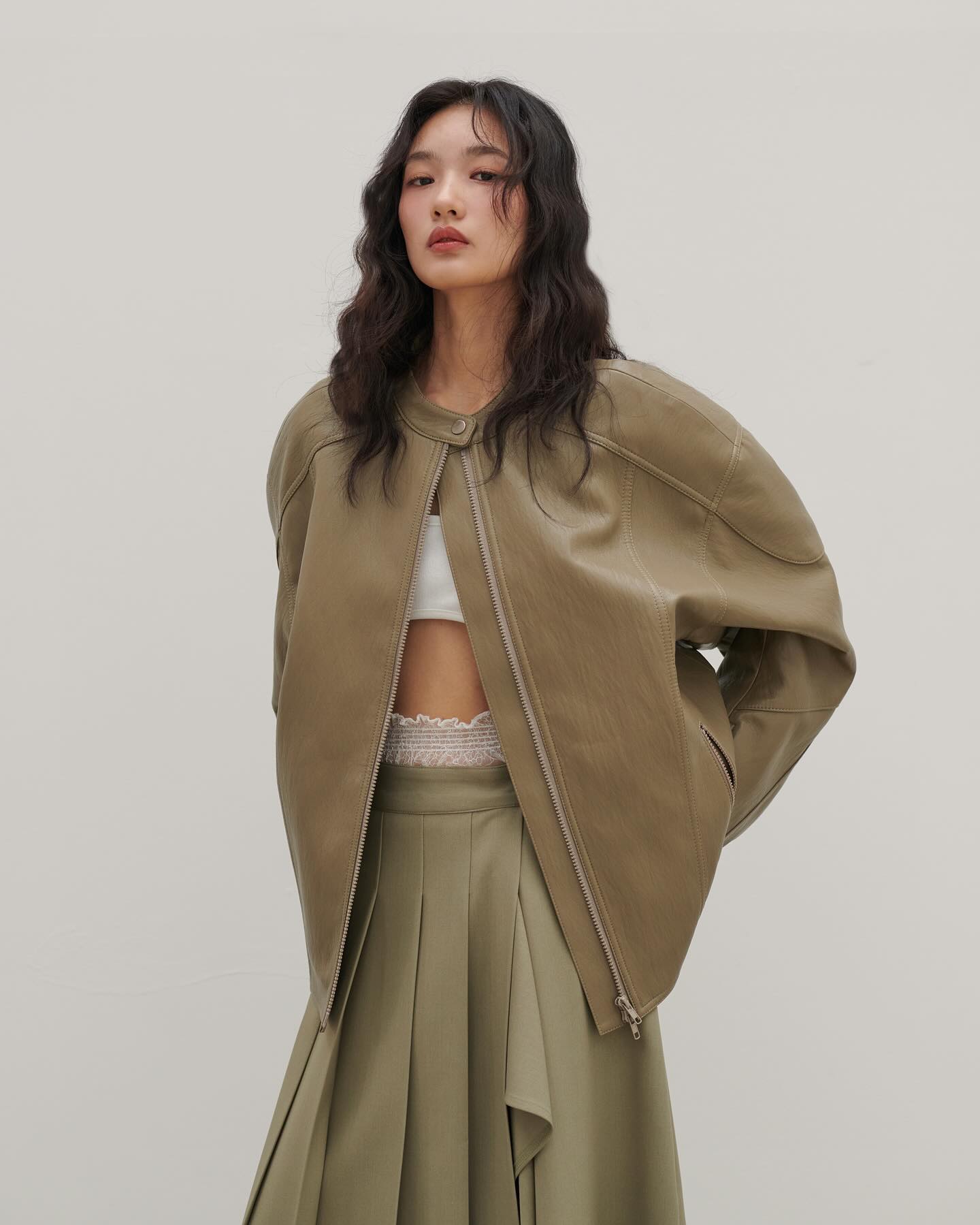 Oversized Moto Faux Leather Jacket
