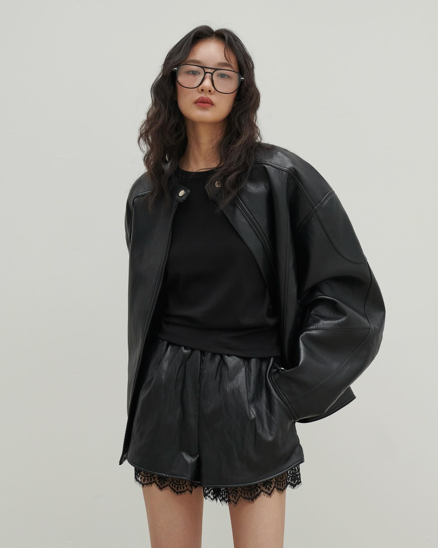 Oversized Moto Faux Leather Jacket