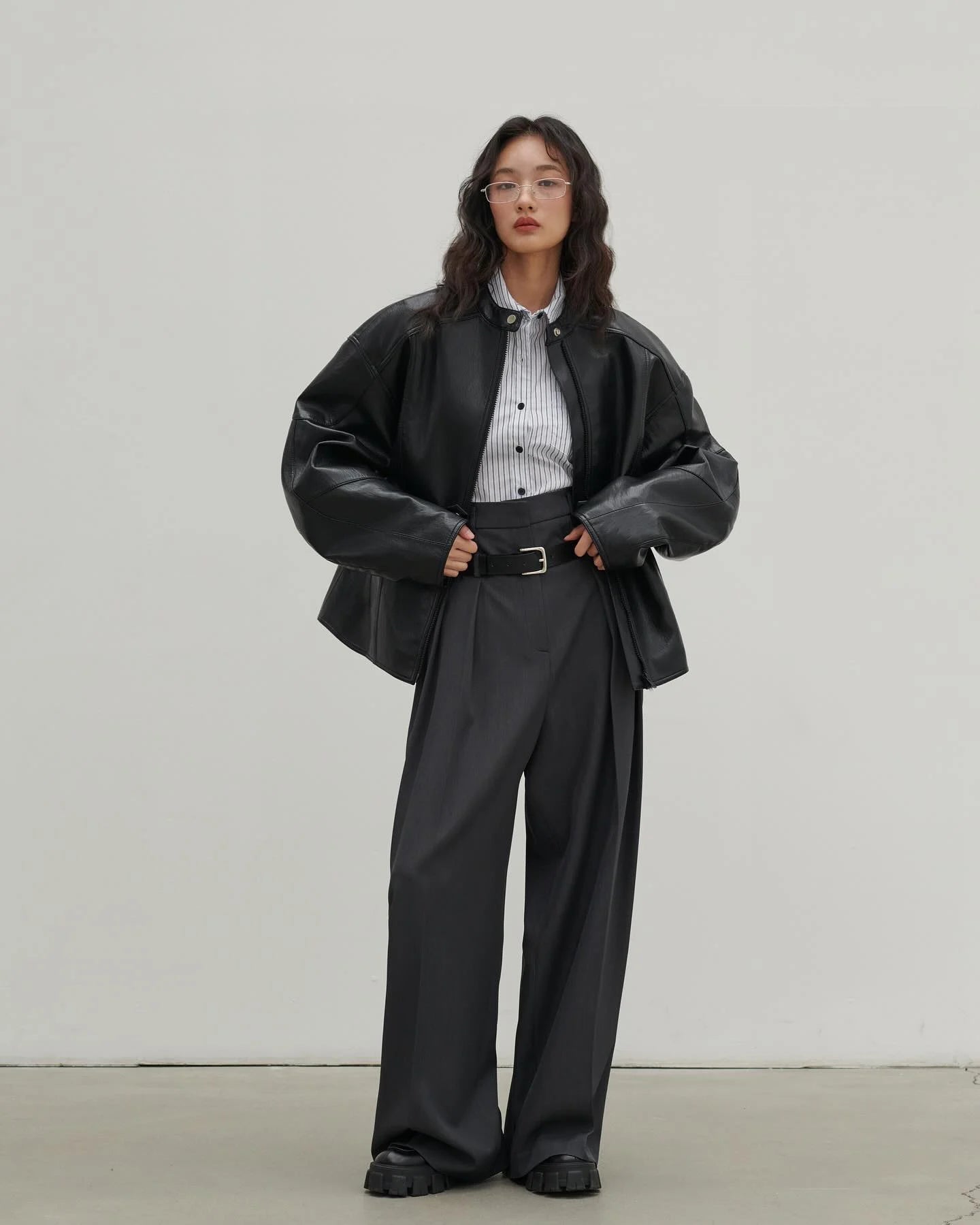 Oversized Moto Faux Leather Jacket