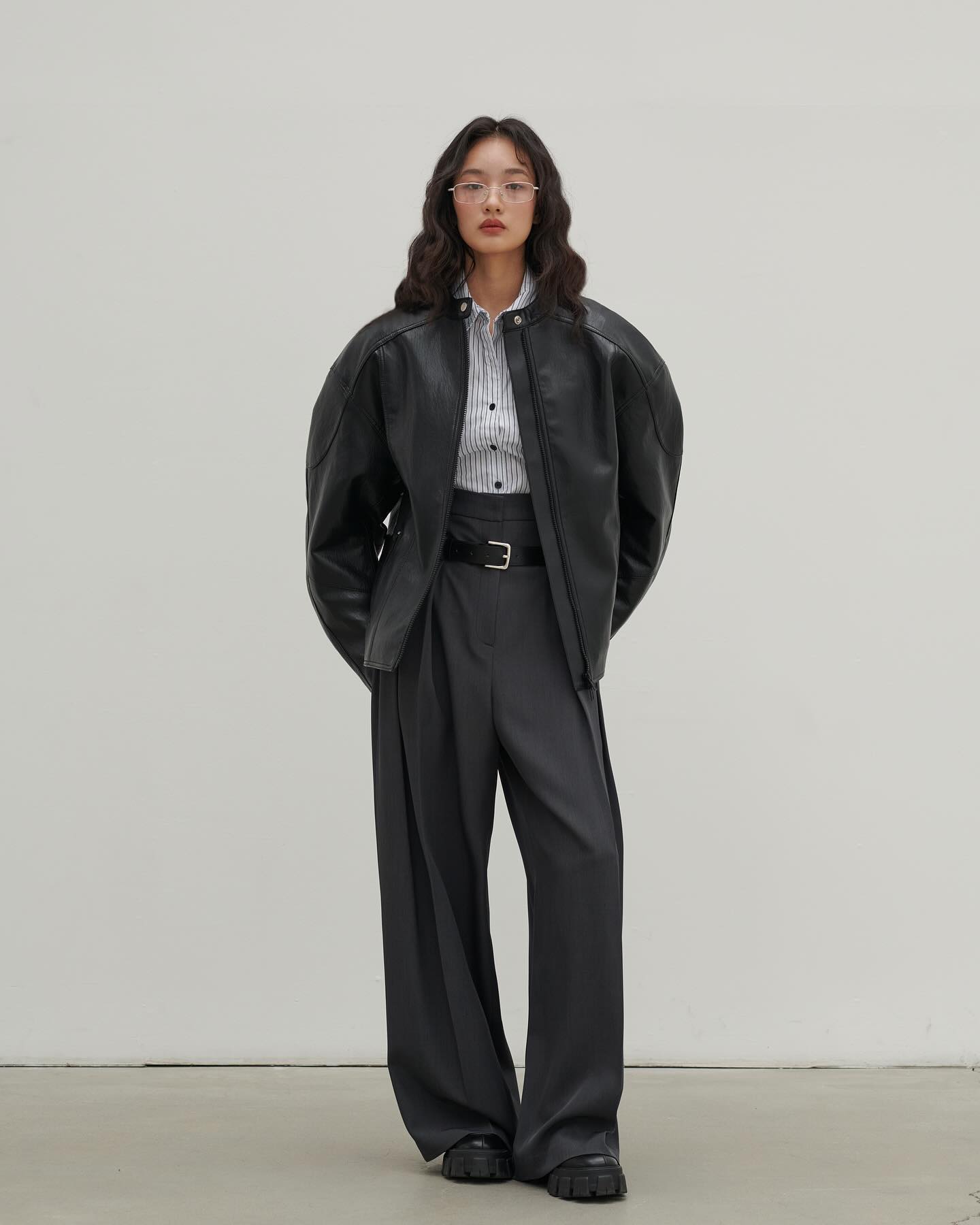 Oversized Moto Faux Leather Jacket