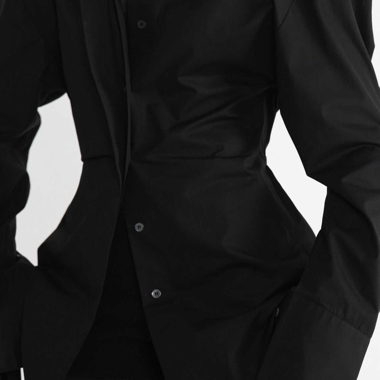 Padded Shoulder Cotton Shirt