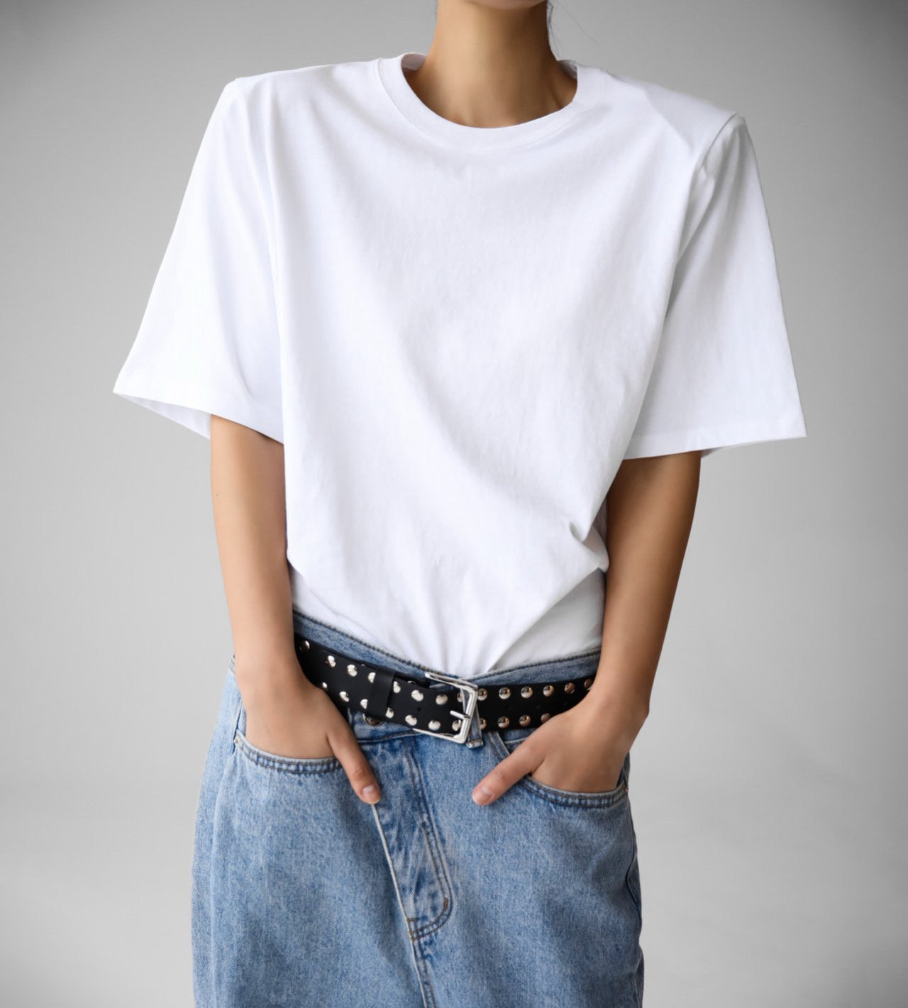Half Sleeved Padded Shoulder Bodysuit