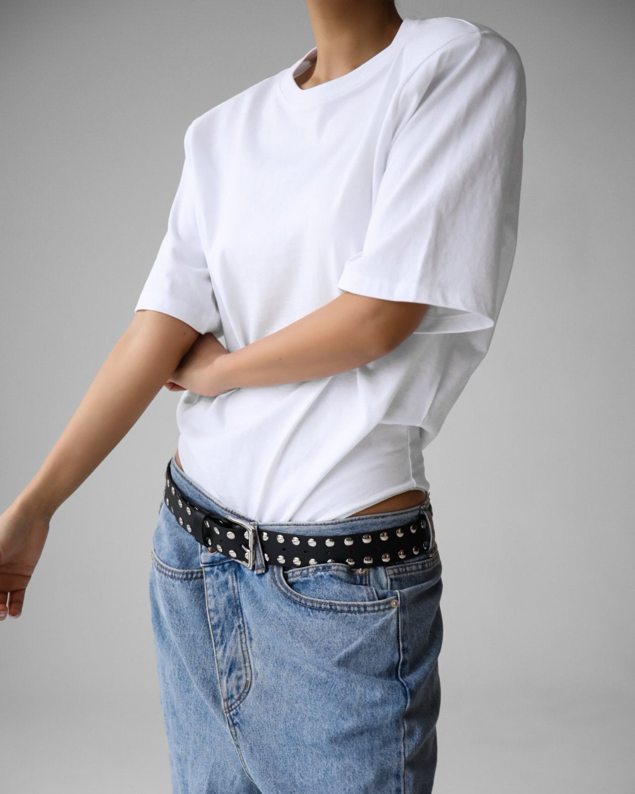 Half Sleeved Padded Shoulder Bodysuit