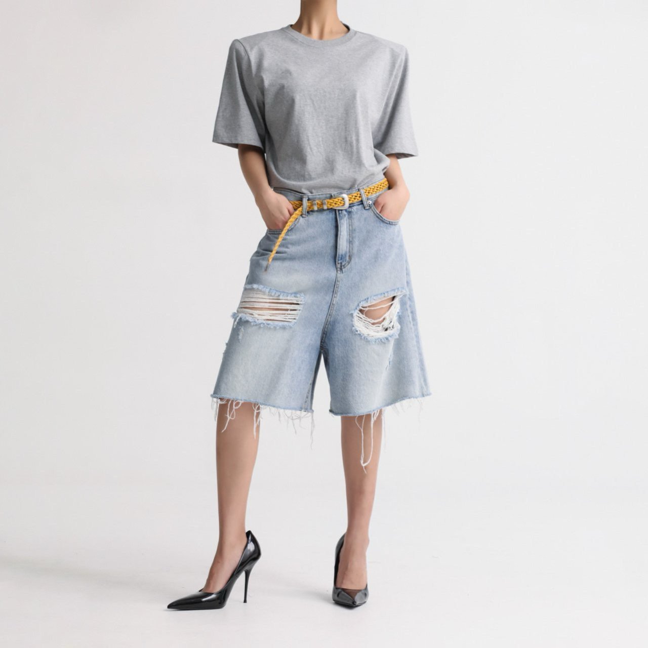 Half Sleeved Padded Shoulder Bodysuit