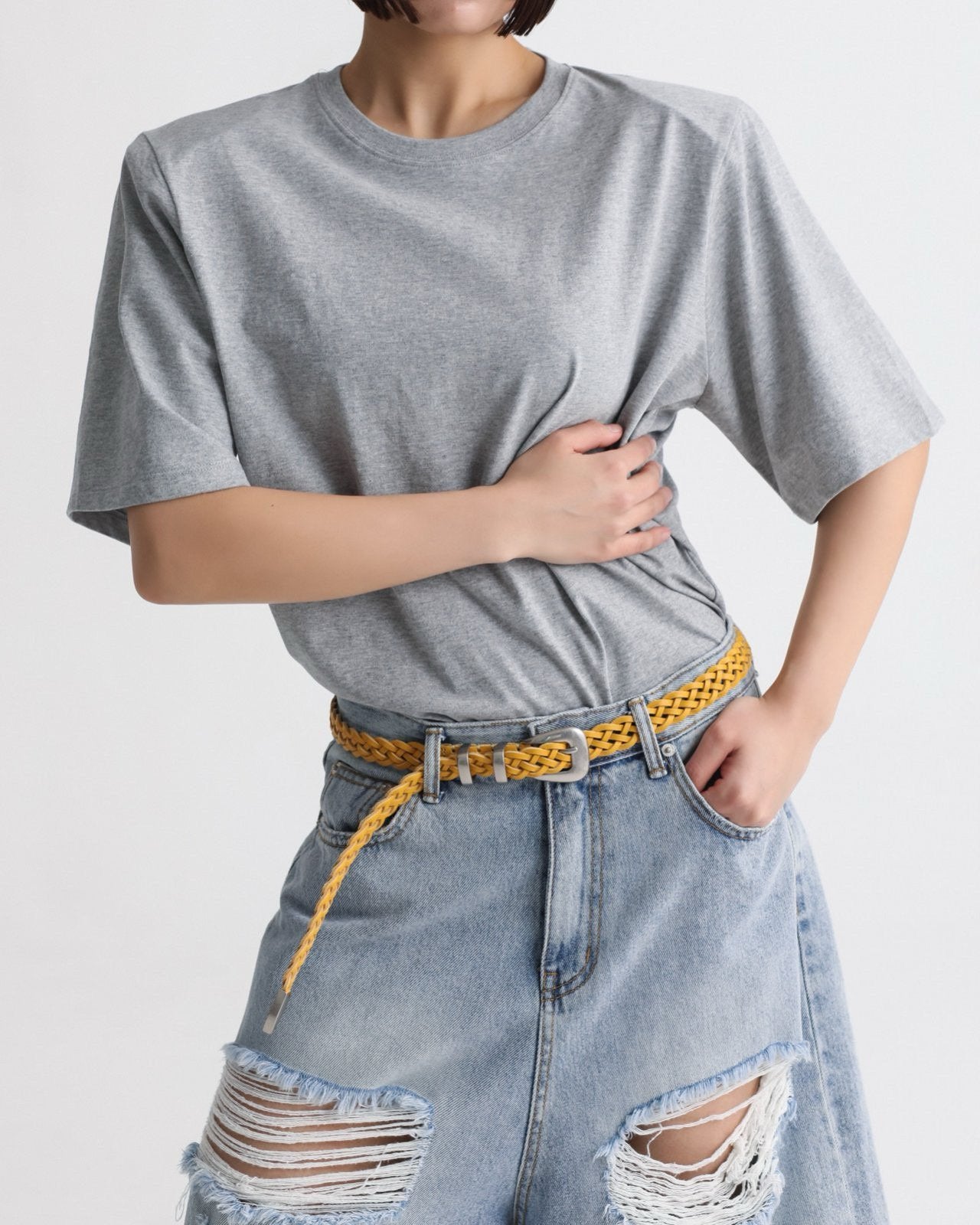 Half Sleeved Padded Shoulder Bodysuit