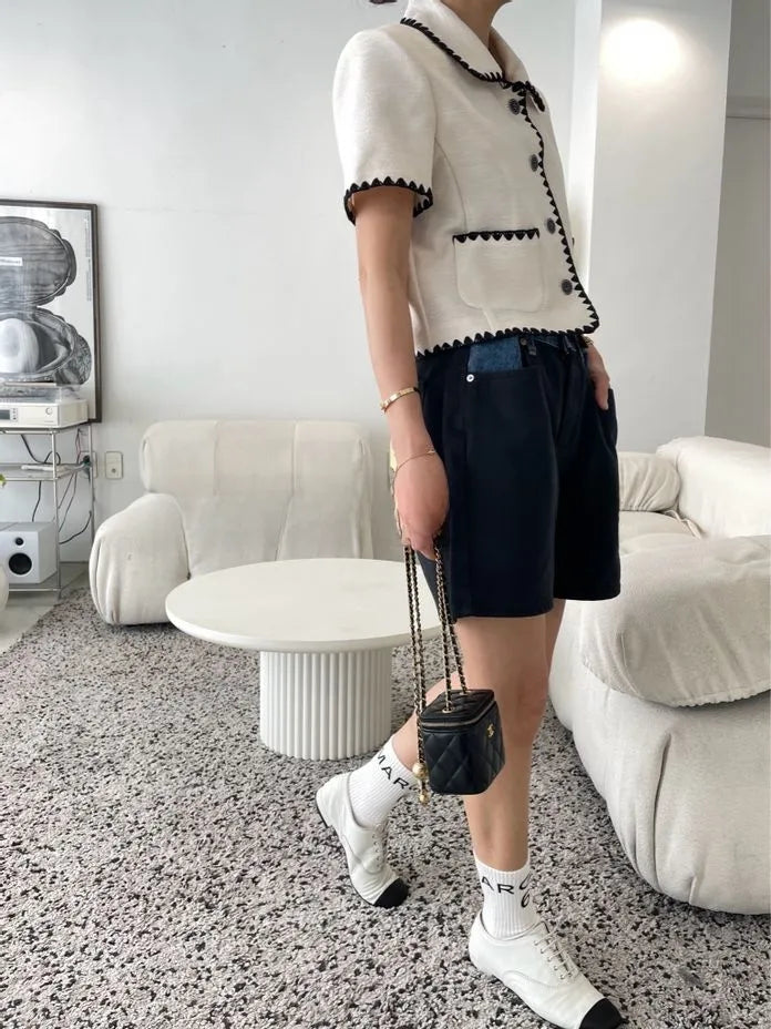 The Double Button Denim Shorts