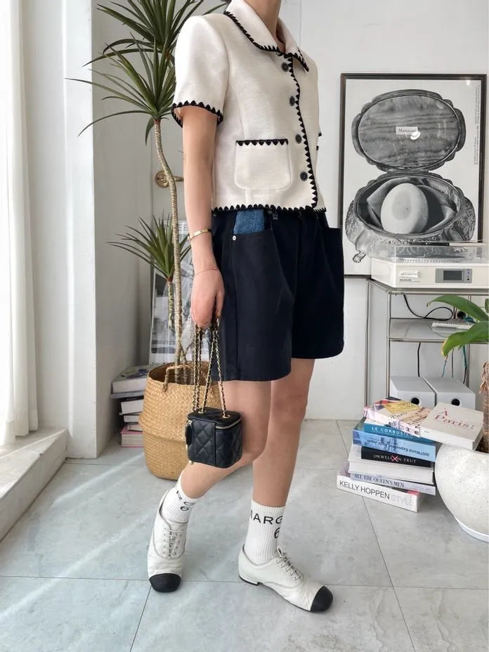 The Double Button Denim Shorts