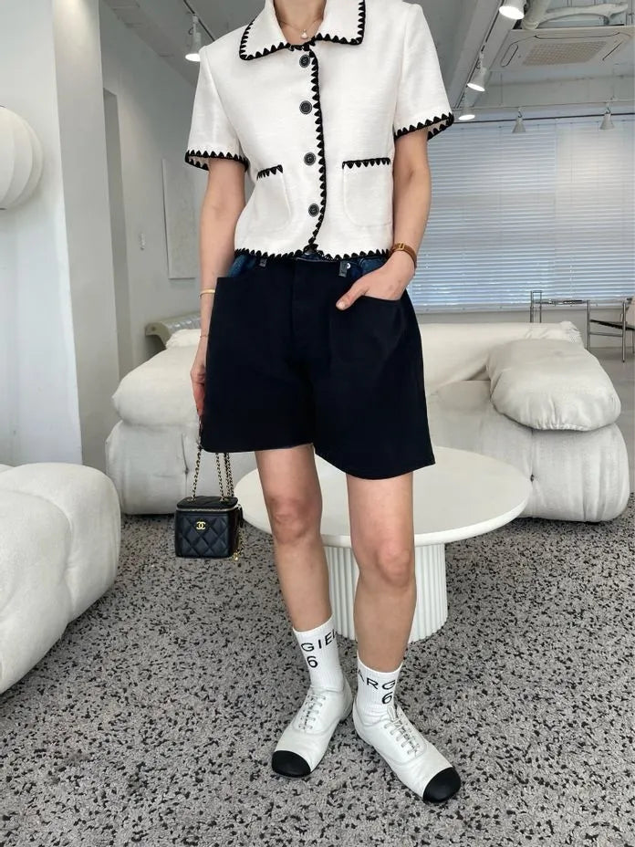 The Double Button Denim Shorts