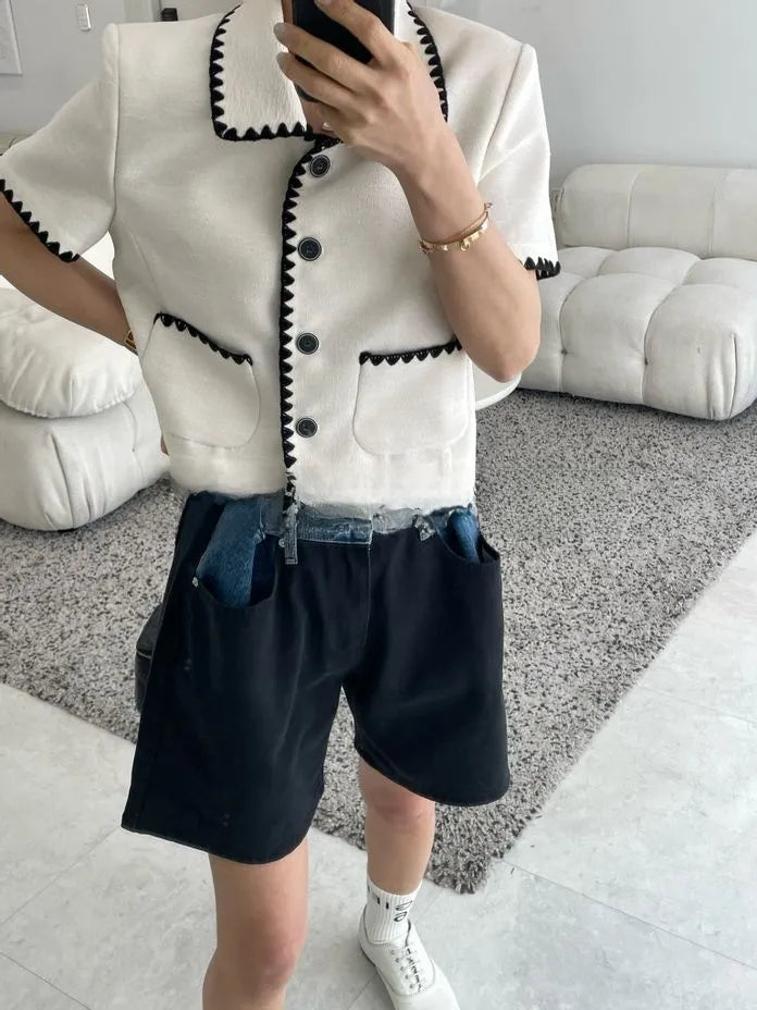 The Double Button Denim Shorts
