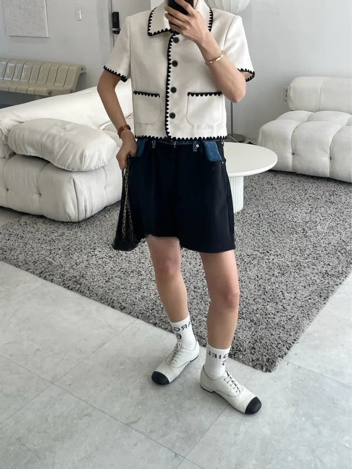 The Double Button Denim Shorts
