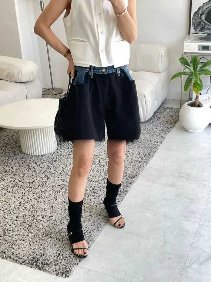 The Double Button Denim Shorts