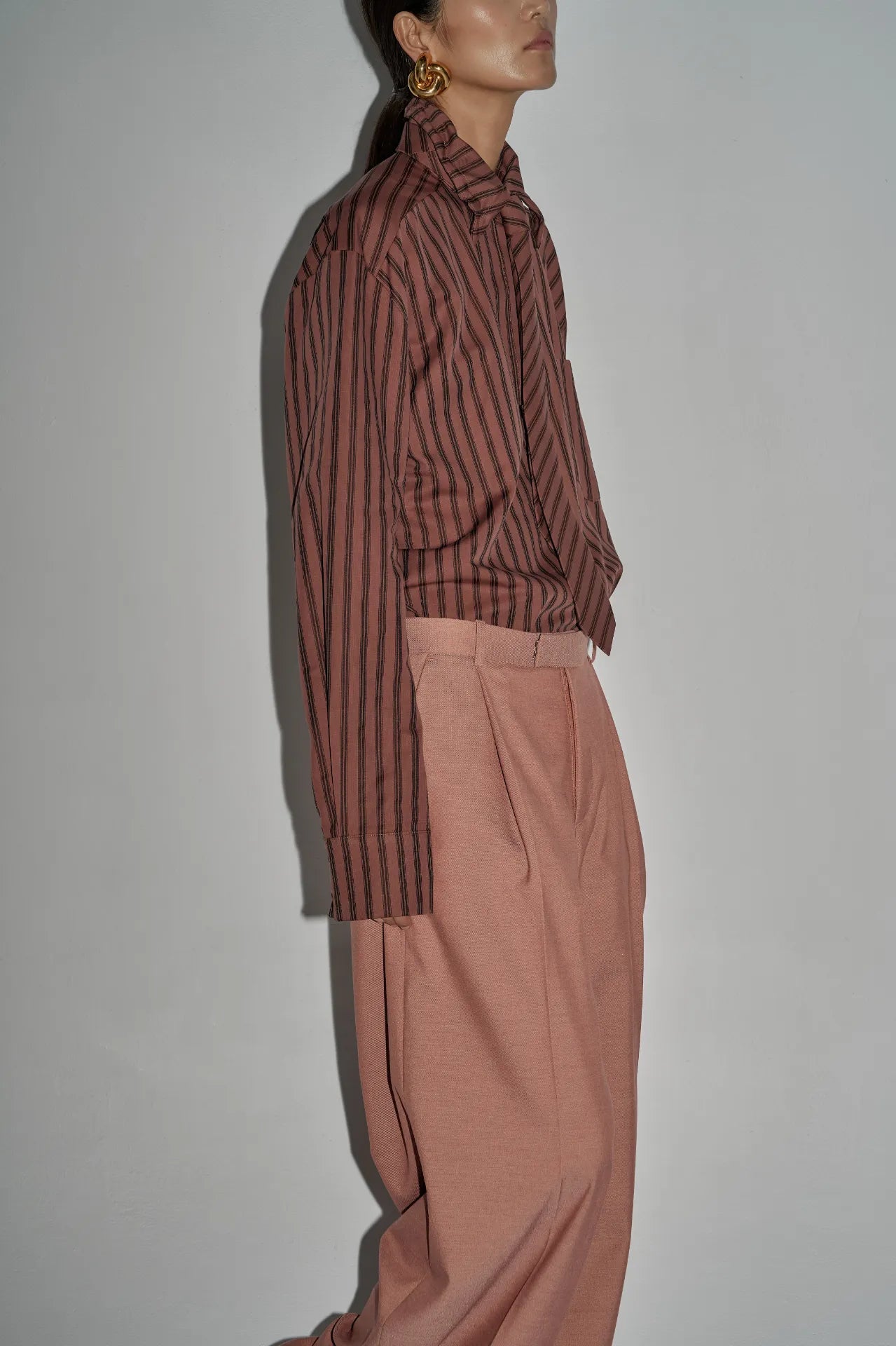 The Striped Shirt Dress in Burgundy
