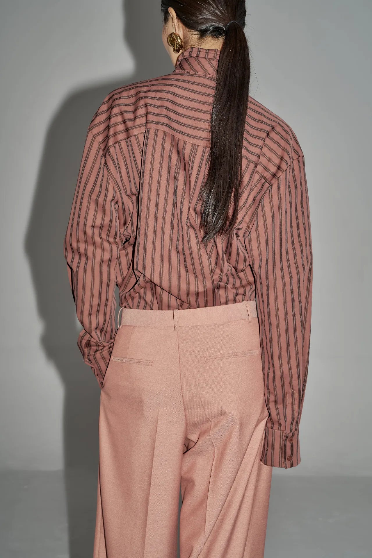 The Striped Shirt Dress in Burgundy