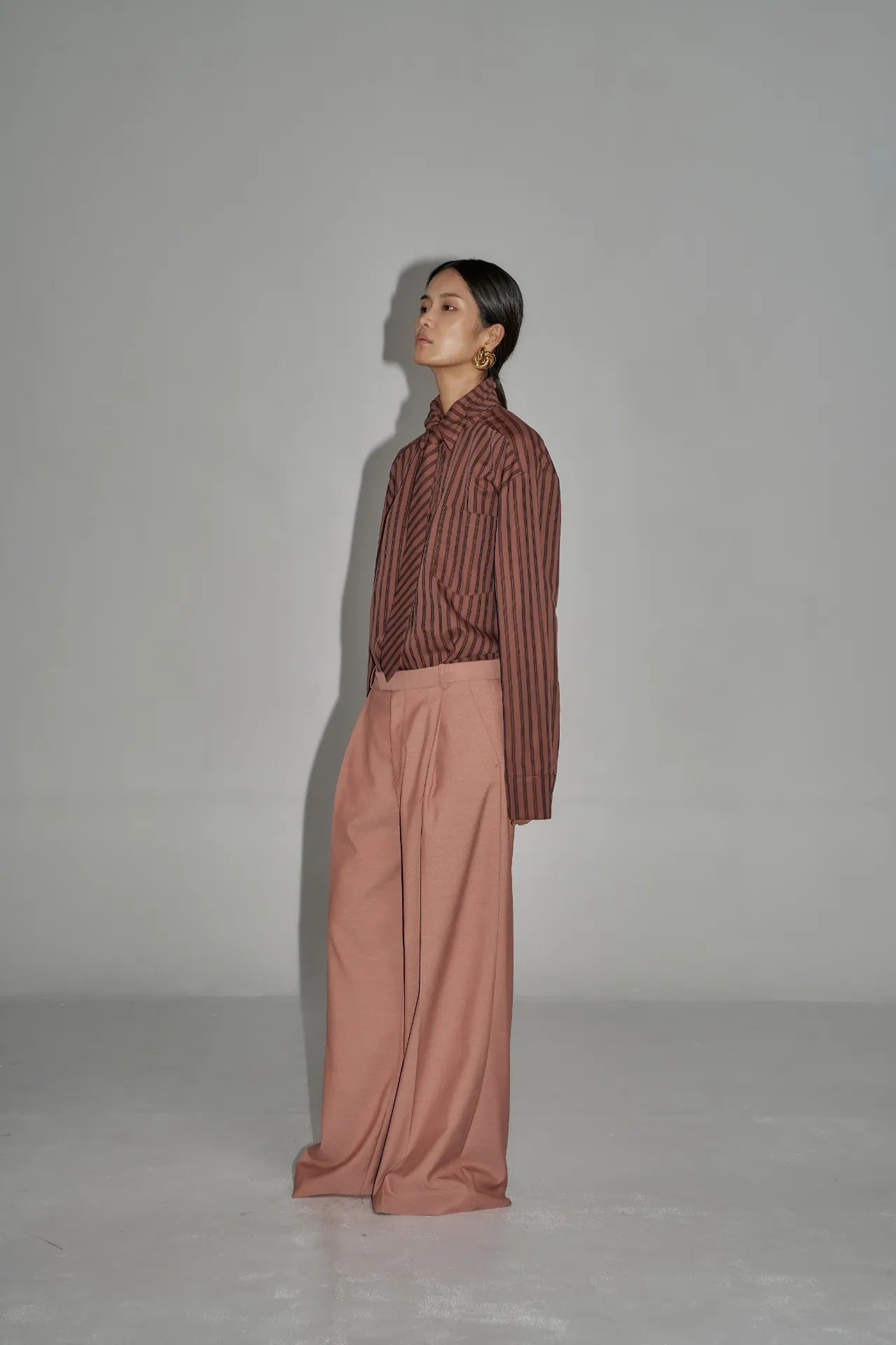 The Striped Shirt Dress in Burgundy