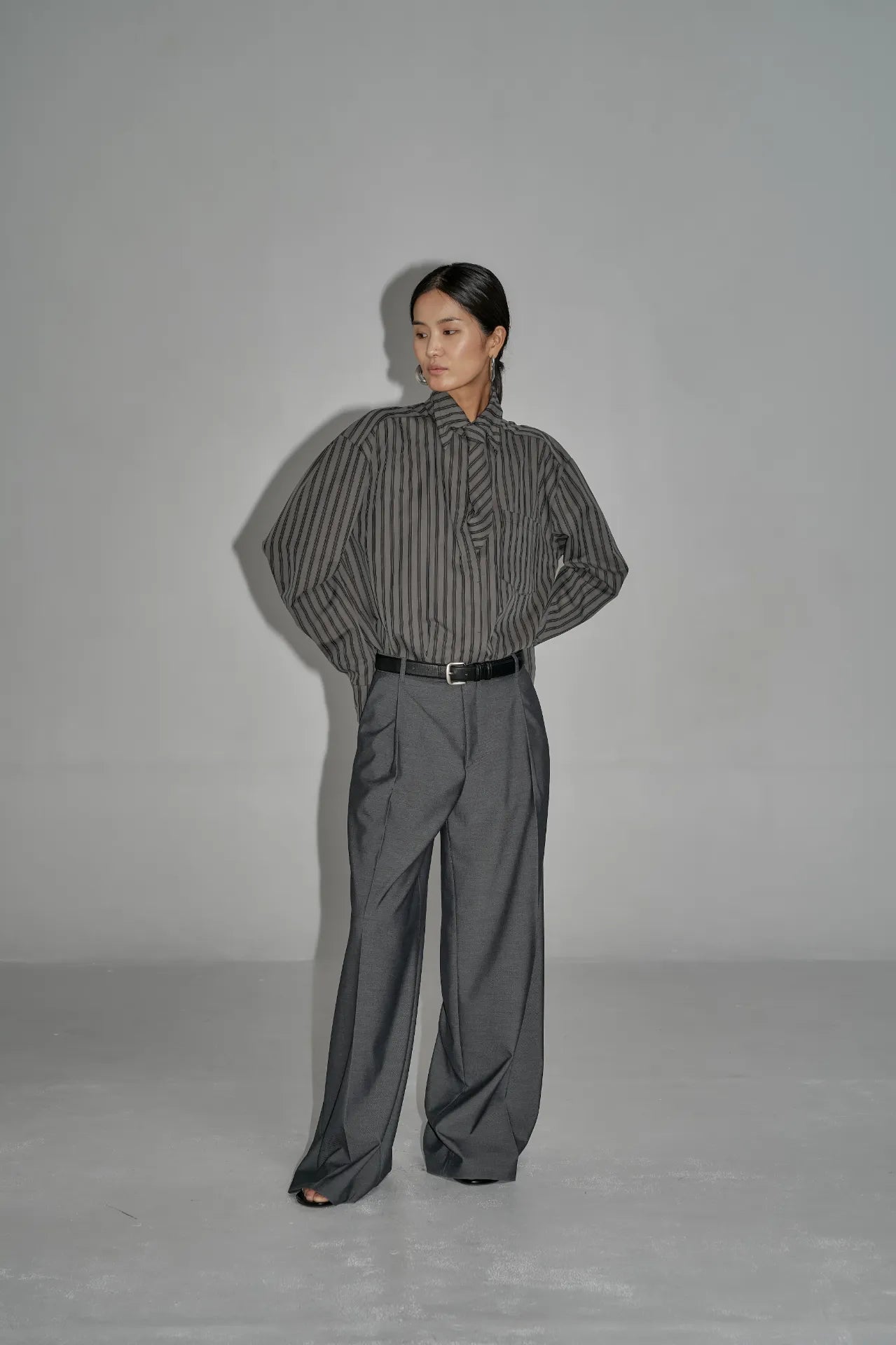 The Striped Shirt Dress in Grey