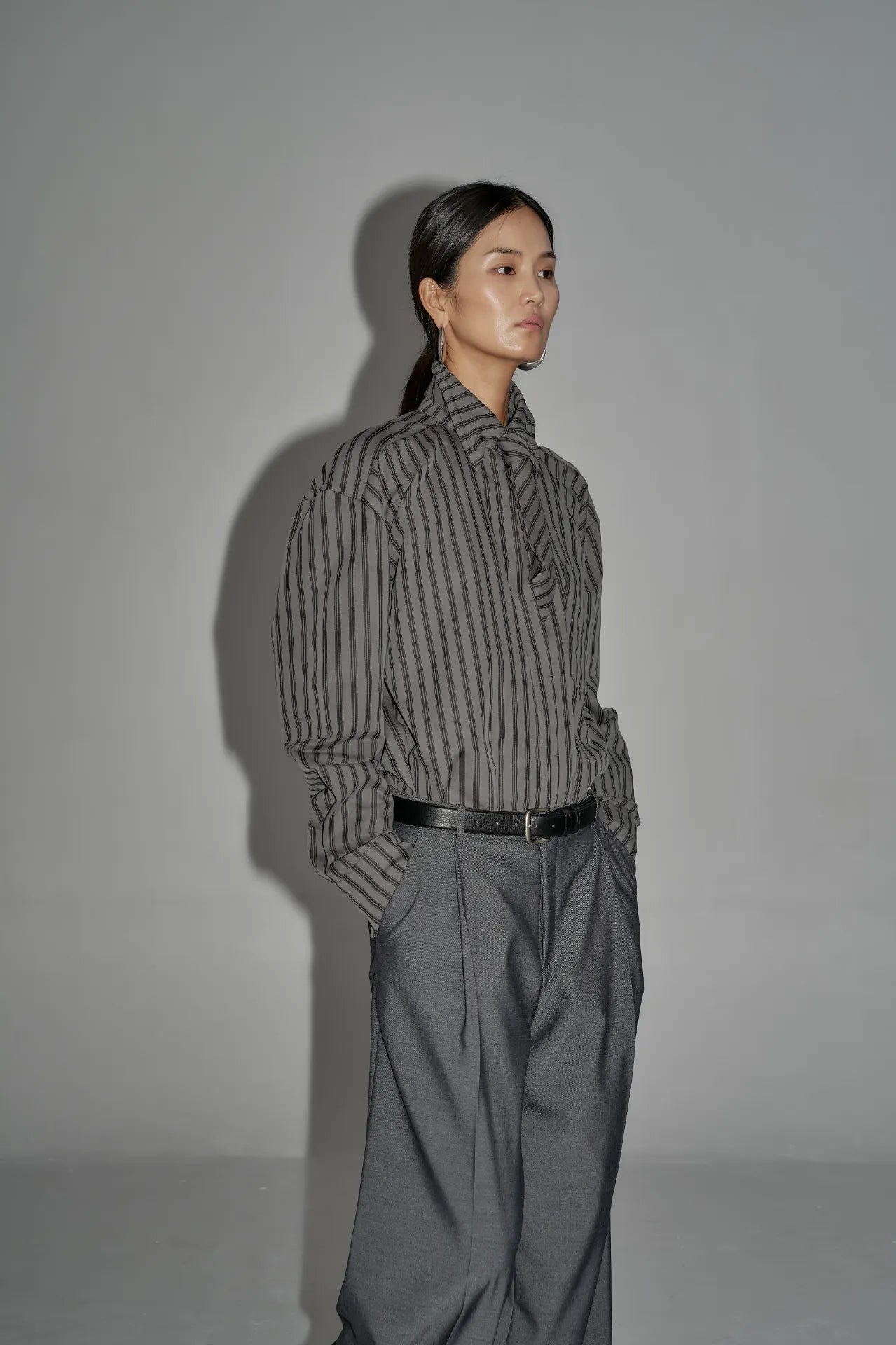 The Striped Shirt Dress in Grey