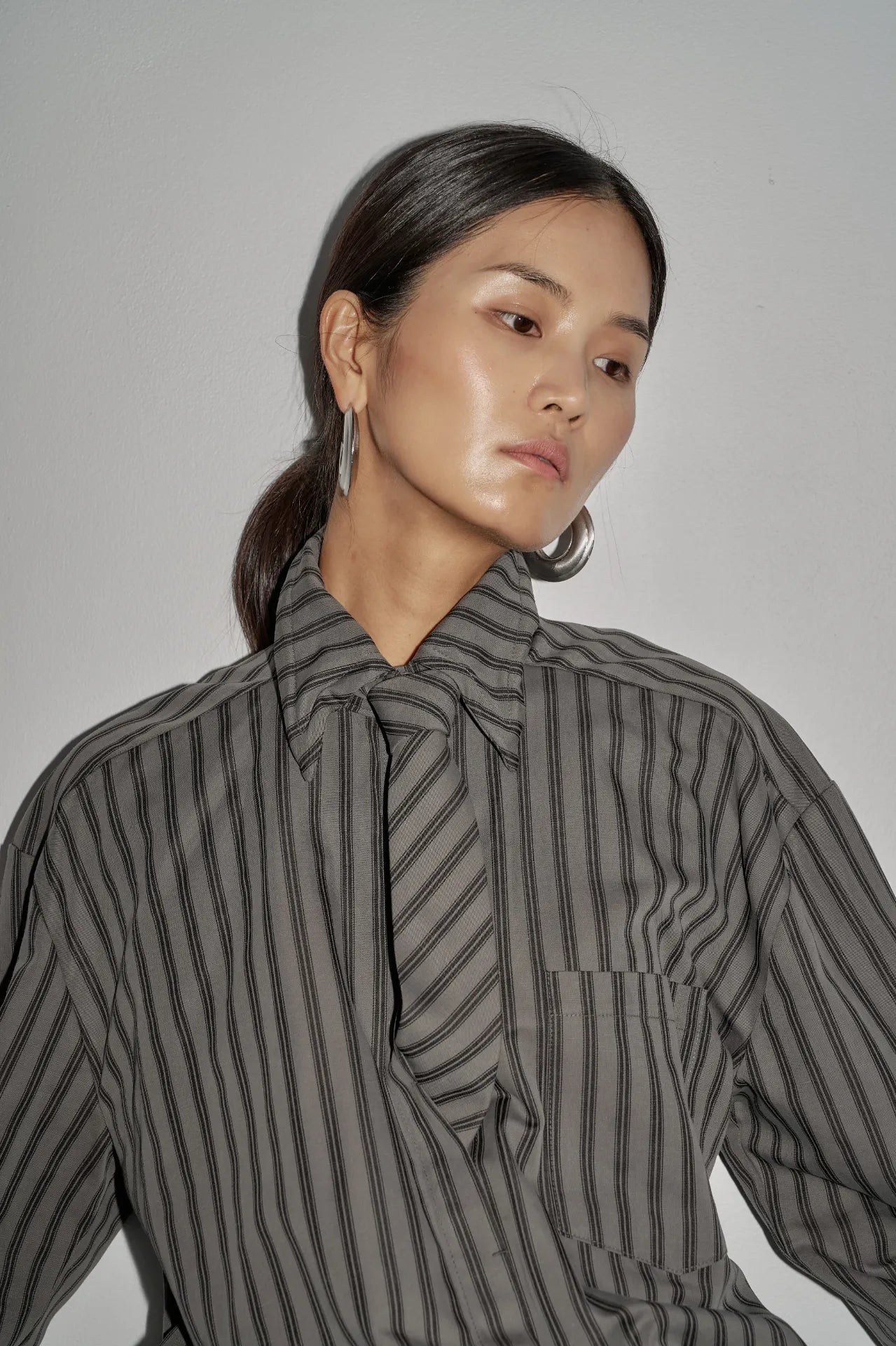 The Striped Shirt Dress in Grey