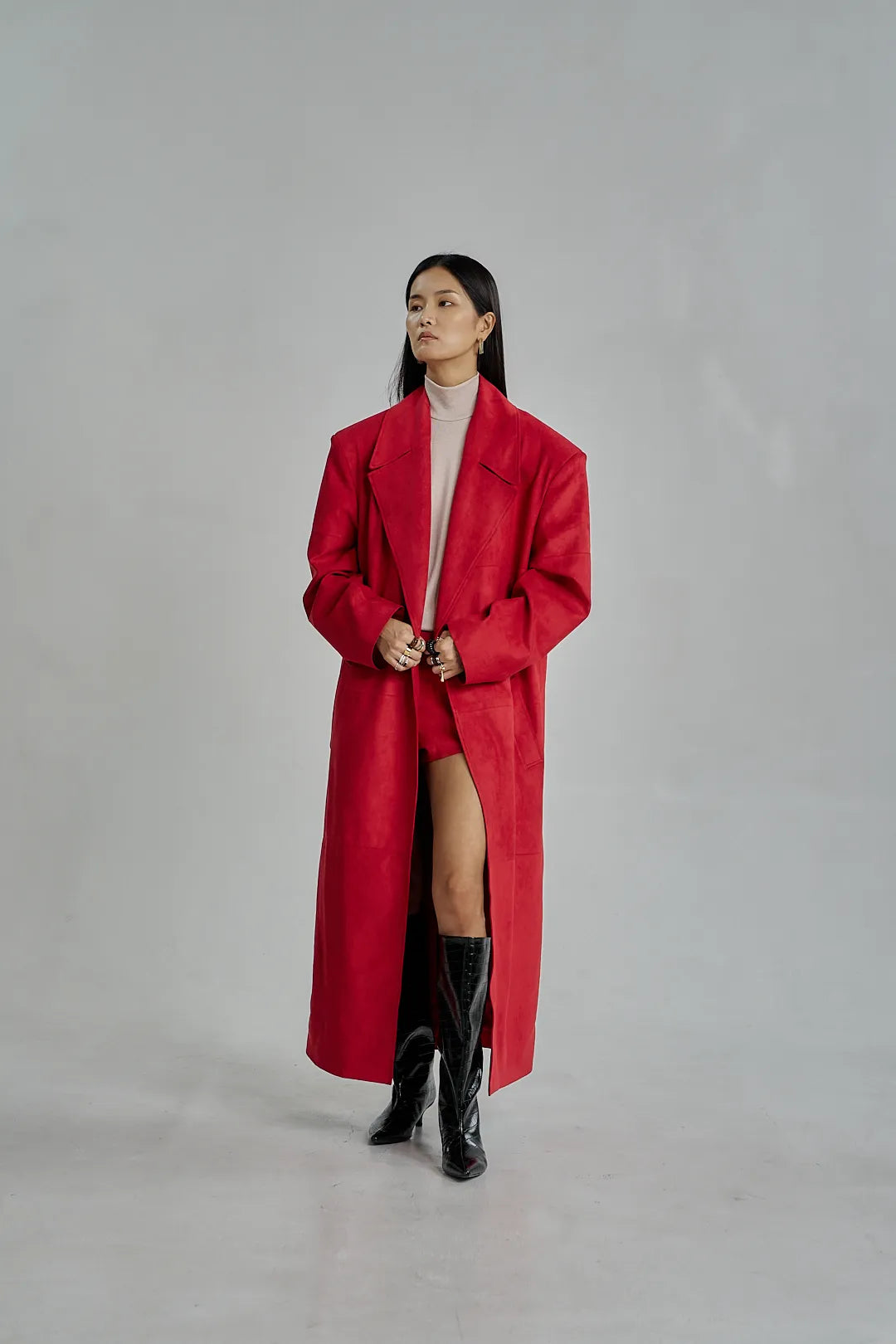 The Velora Coat in Red