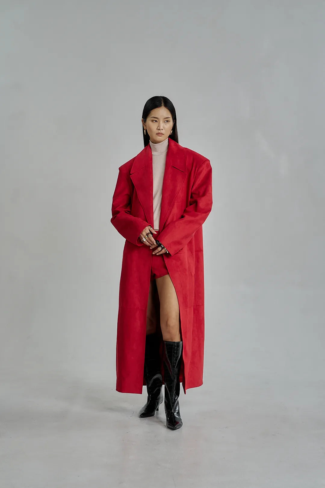 The Velora Coat in Red