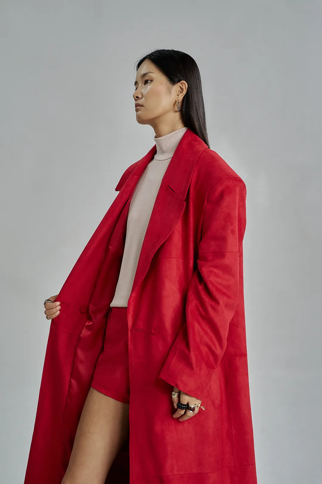The Velora Coat in Red