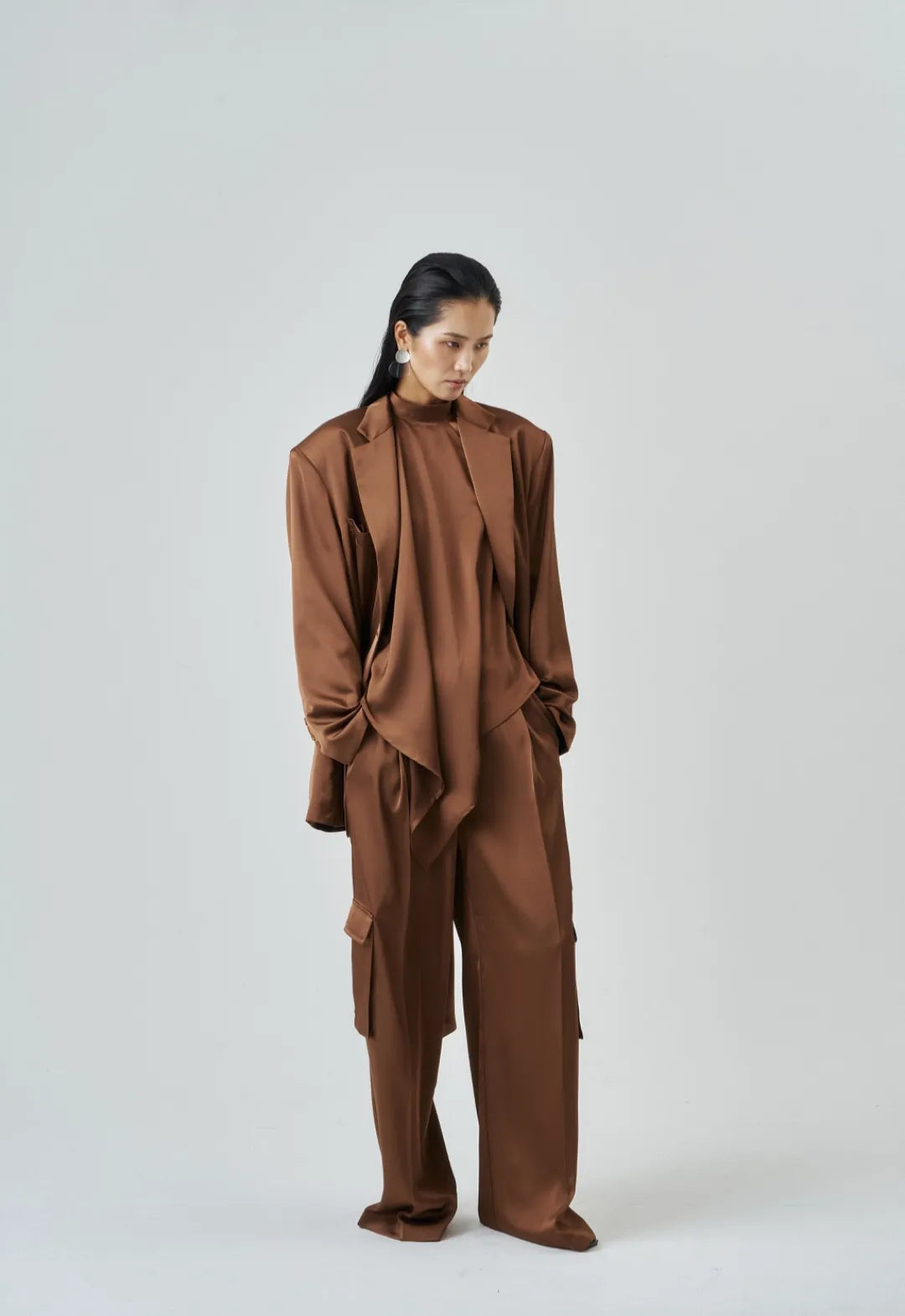 The Brown Satin Scarf Top