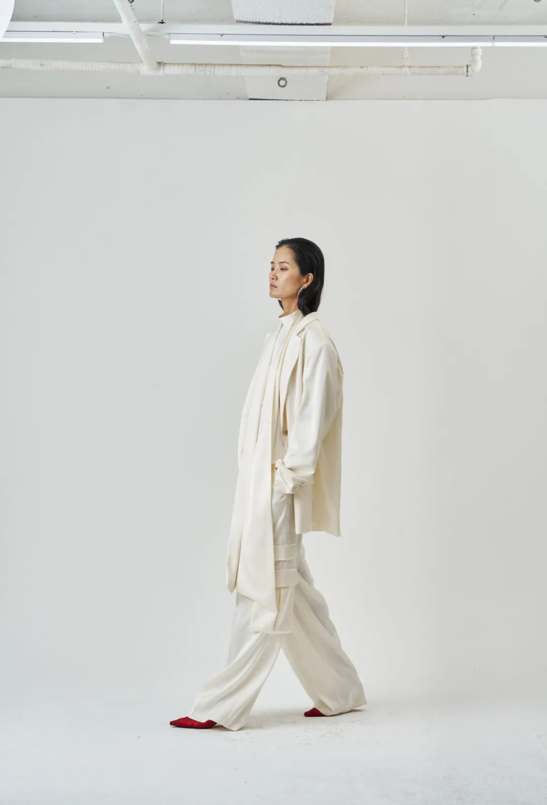 The Ivory Satin Cargo Trouser