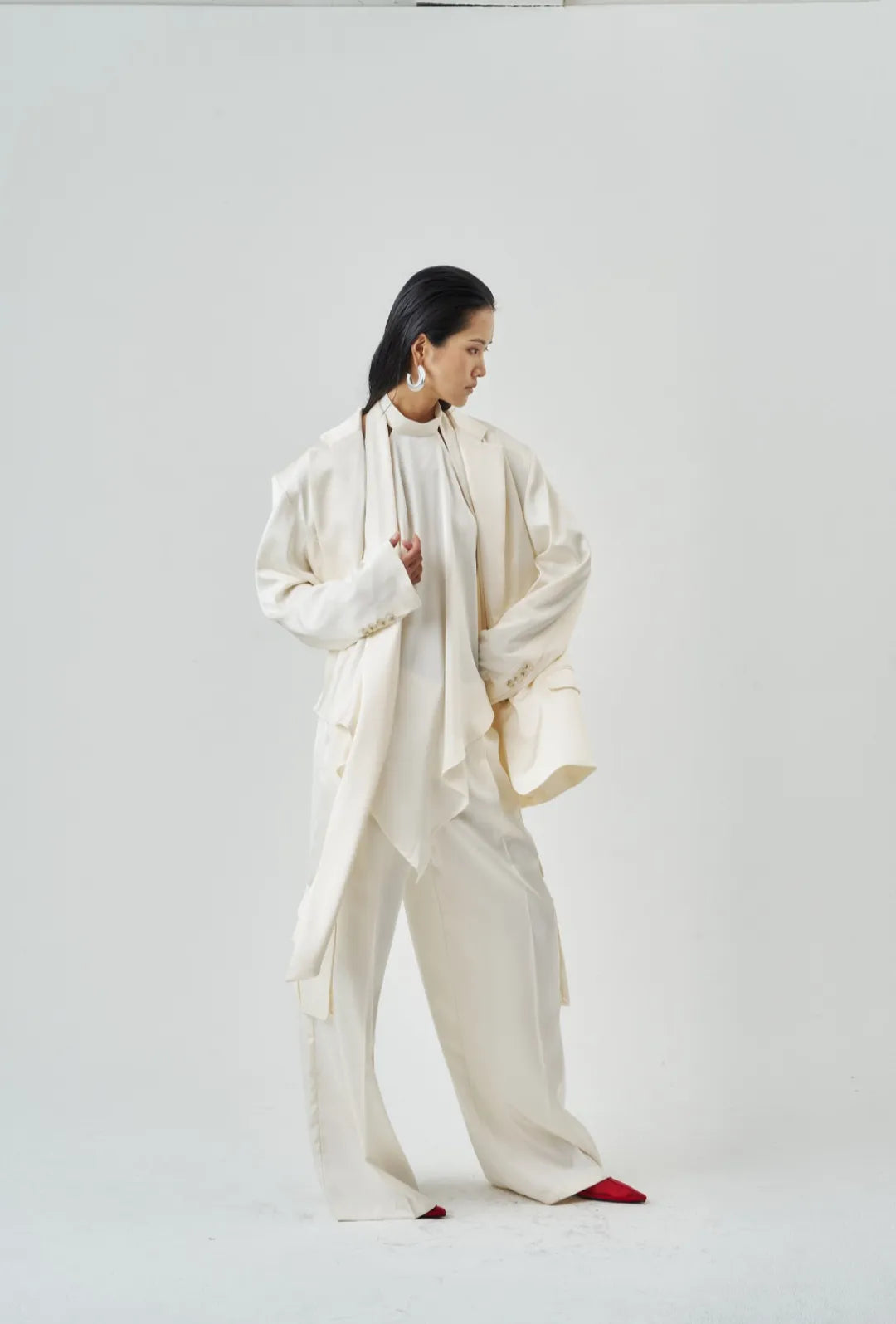 The Ivory Satin Blazer