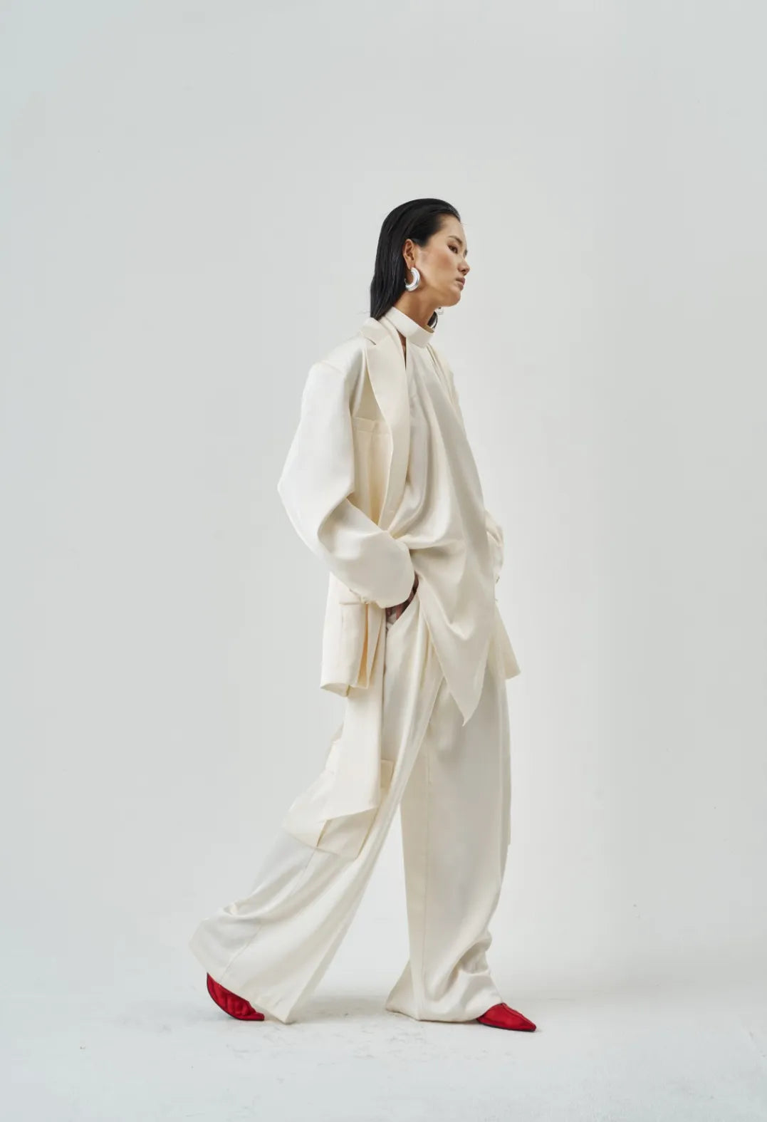 The Ivory Satin Blazer